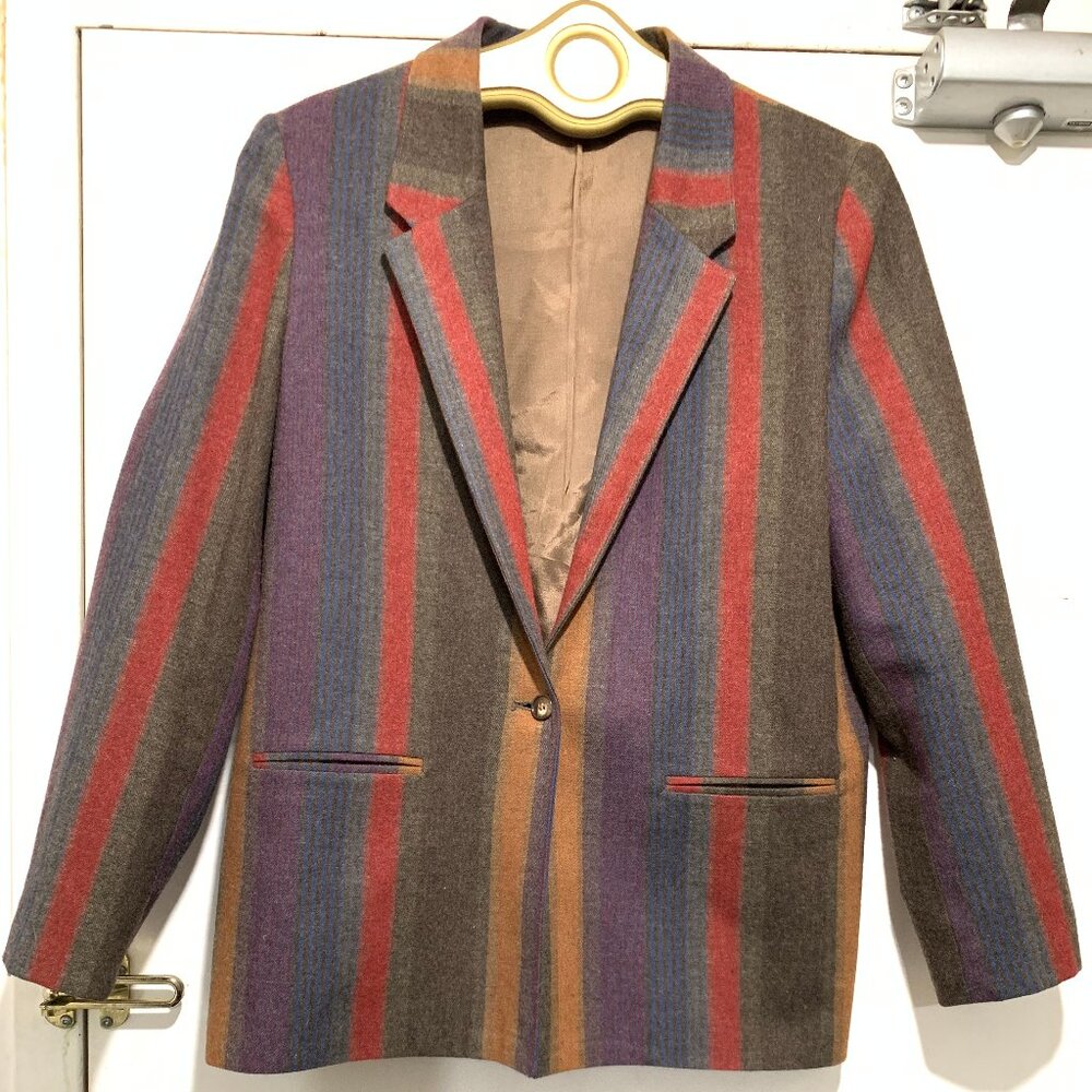 VINTAGE YORK FAIR FOR SEIFERTS WOOL BLEND STRIPE BLAZERS SIZE 14